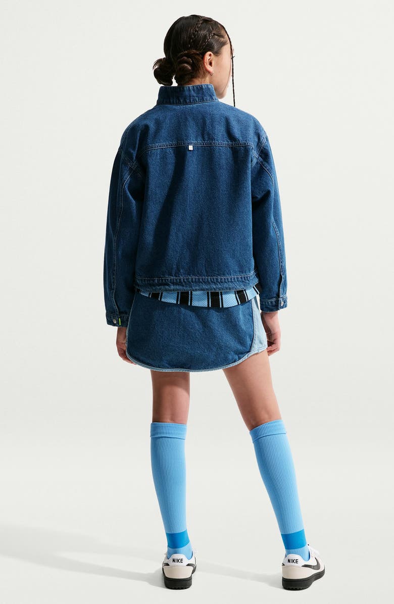 Nike Kids' Two-Tone Denim Skirt, Alternate, color, Mystic Navy/ Armory Blue