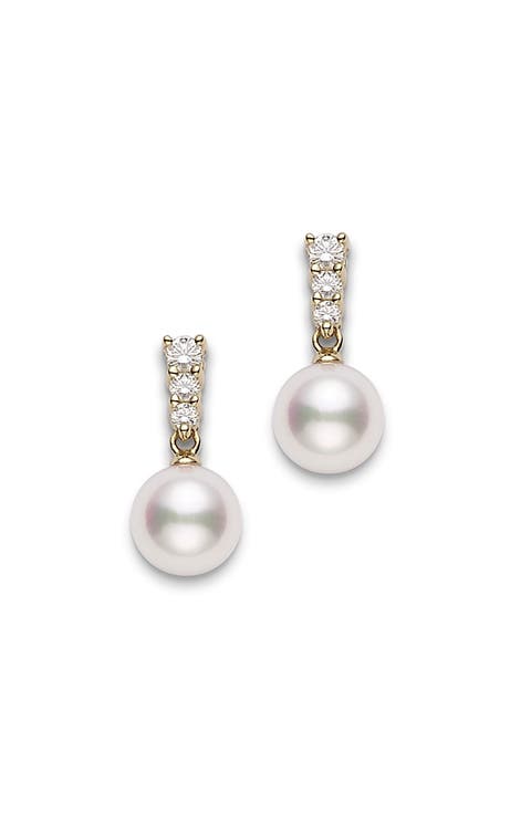Morning Dew Diamond & Akoya Pearl Earrings