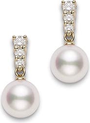 Mikimoto Morning Dew Diamond & Akoya Pearl Earrings