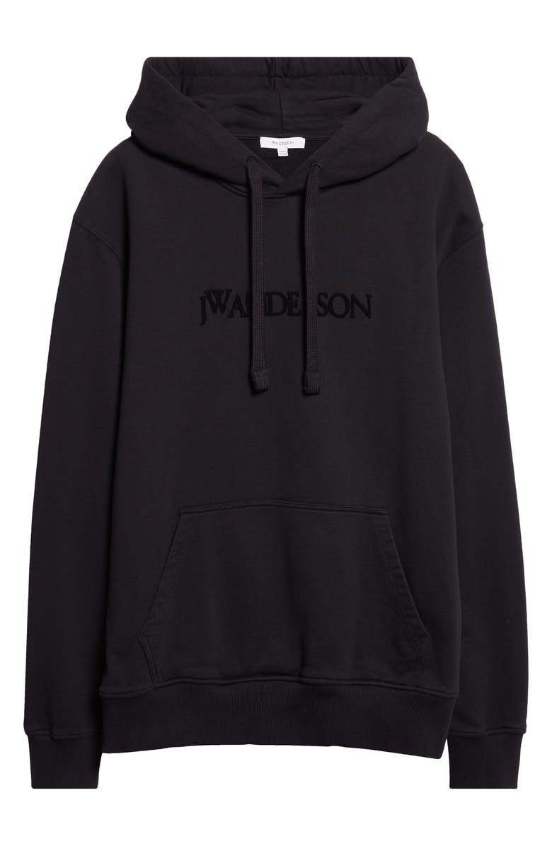 JW Anderson Logo Embroidered Hoodie, Alternate, color, Black