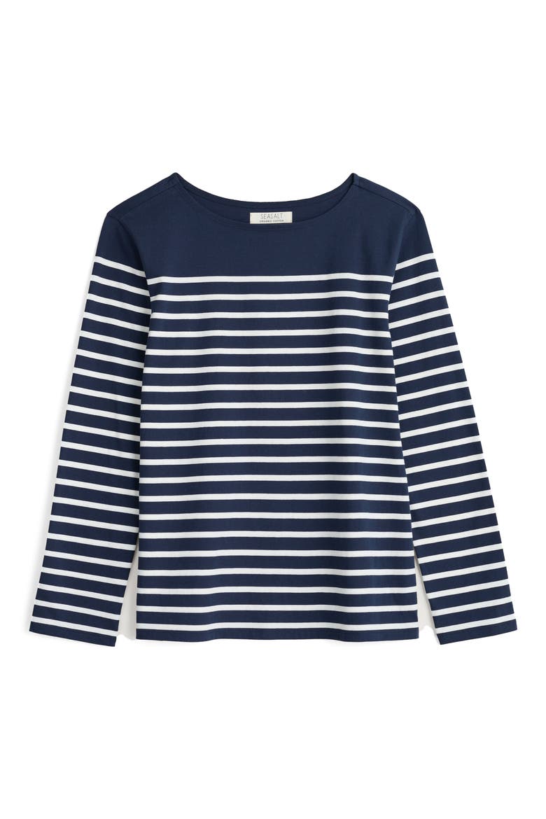 Sailor Stripe Long Sleeve Organic Cotton T-Shirt, Alternate, color, FALMOUTH BRETON MARITIME CHALK