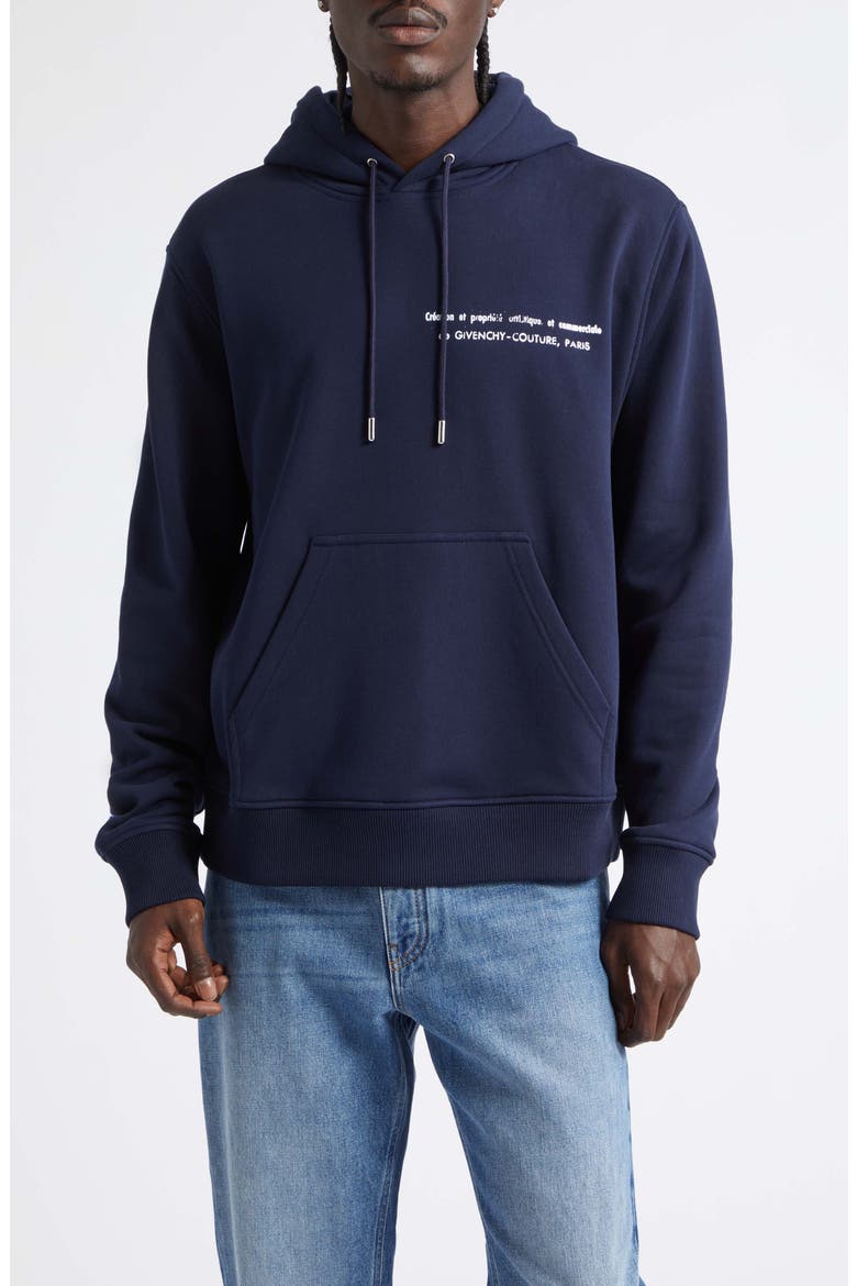 Couture Seam Regular Fit Cotton Fleece Hoodie, Main, color, NIGHT BLUE