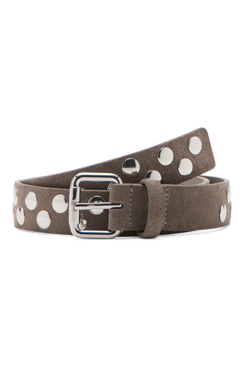Studded Suede Belt, Main, color, MEDIUM BROWN