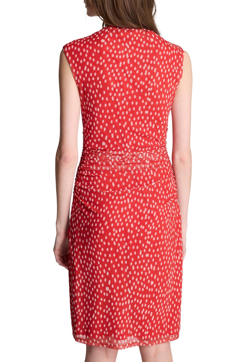 Kenneth Cole Polka Dot Sleeveless Mesh Minidress, Alternate, color, Lava Red/ Oyster