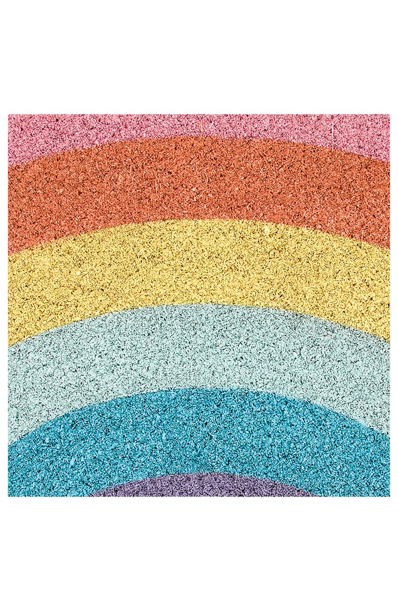 mDesign Rainbow Half-Circle Coir Doormat for Front Door, Natural/Multi, Alternate, color, Natural