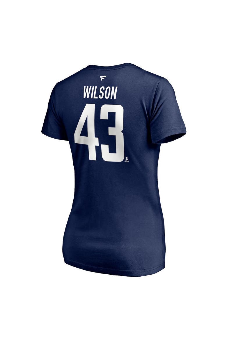 Women's Fanatics Branded Tom Wilson Navy Washington Capitals 2020/21 Alternate Authentic Stack Name & Number V-Neck T-Shirt, Alternate, color, NAVY