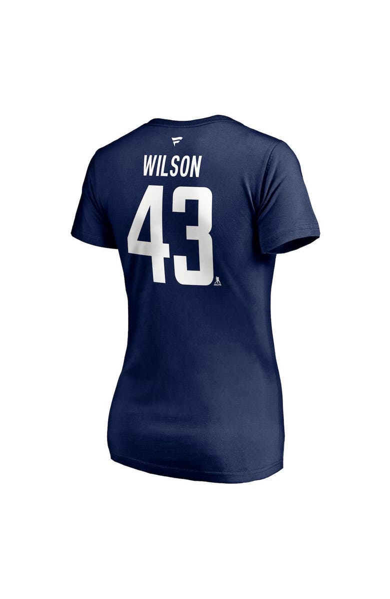 FANATICS Women's Fanatics Branded Tom Wilson Navy Washington Capitals 2020/21 Alternate Authentic Stack Name & Number V-Neck T-Shirt, Alternate, color, Navy