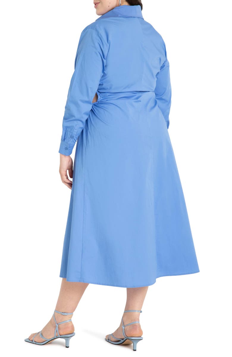 ELOQUII Long Sleeve Cutout Midi Shirtdress, Alternate, color,