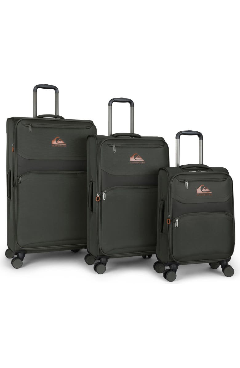 Quiksilver Buxton Suitcases Nylon Softside Expandable Luggage with Spinner Wheels, 3-Piece Set, Main, color, Charcoal