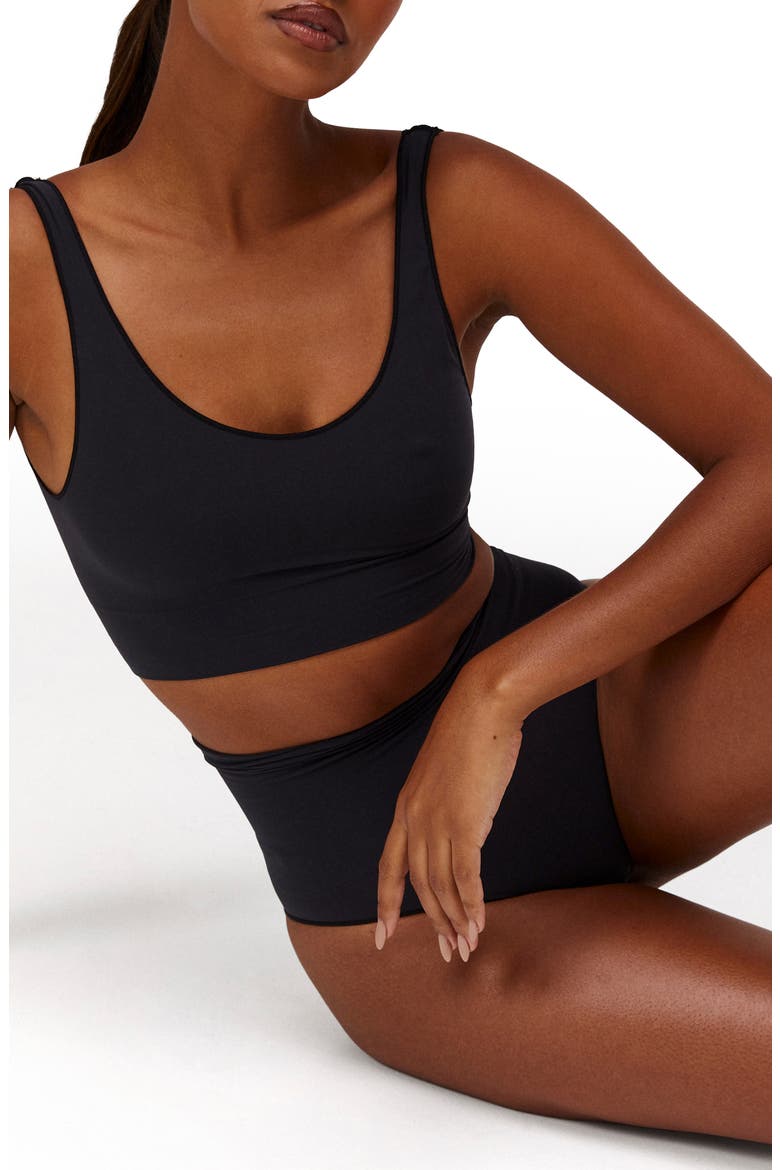 Seamless Smooth Scoop Neck Top, Alternate, color, Black