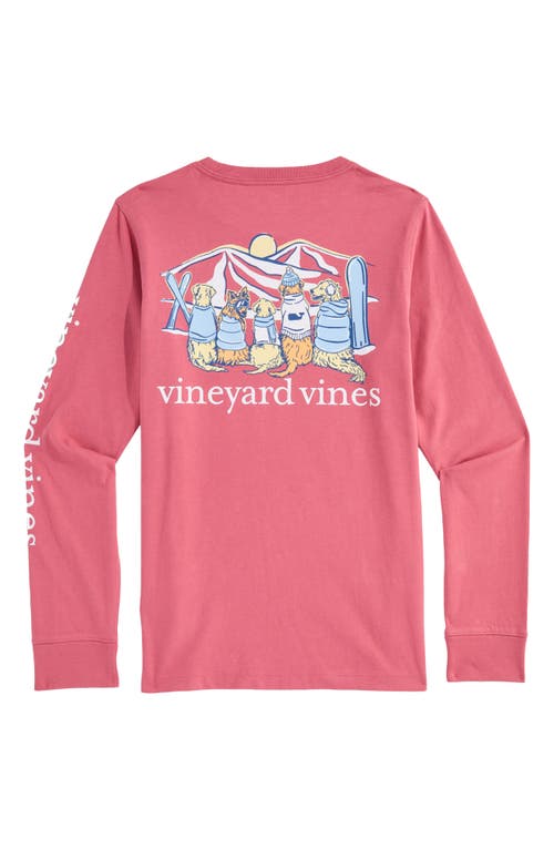 Vineyard Vines Kids' Sunset Ski Pups Long Sleeve Cotton Graphic T-shirt In Pink