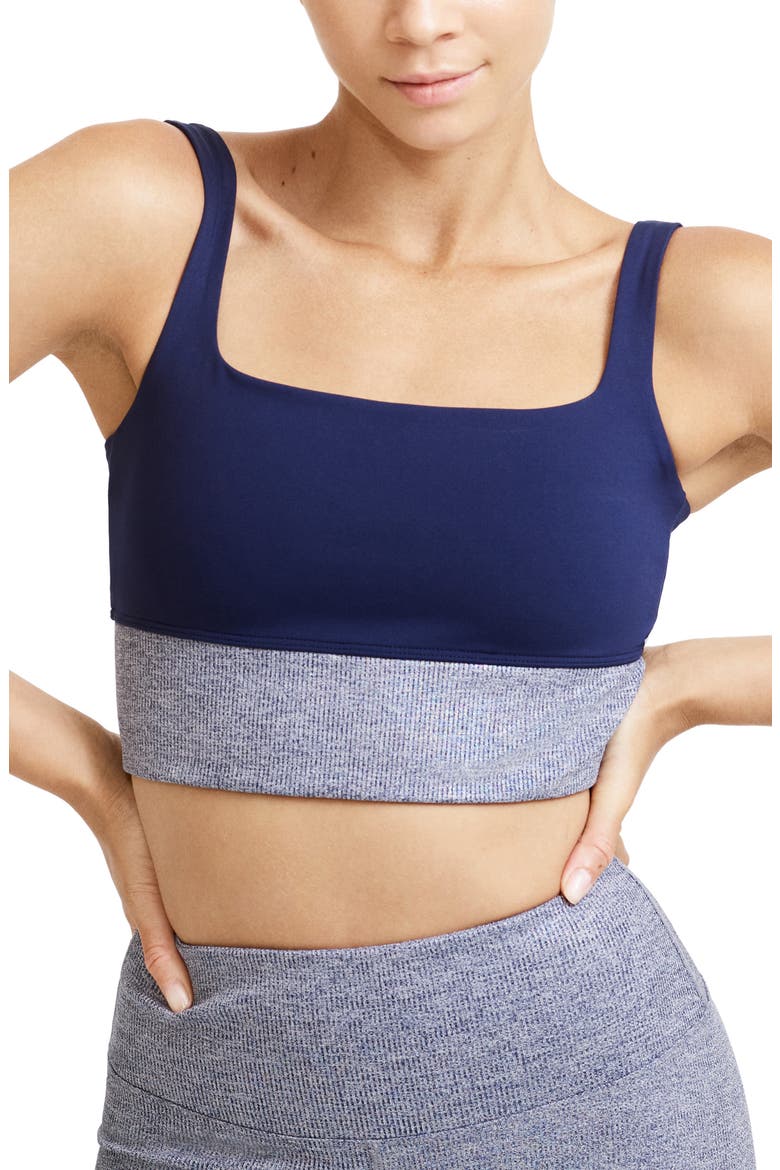 The Glow Up by EleVen by Venus Williams x K-Swiss All That Shimmers Tennis Sports Bra, Main, color, ADMIRAL NAVY