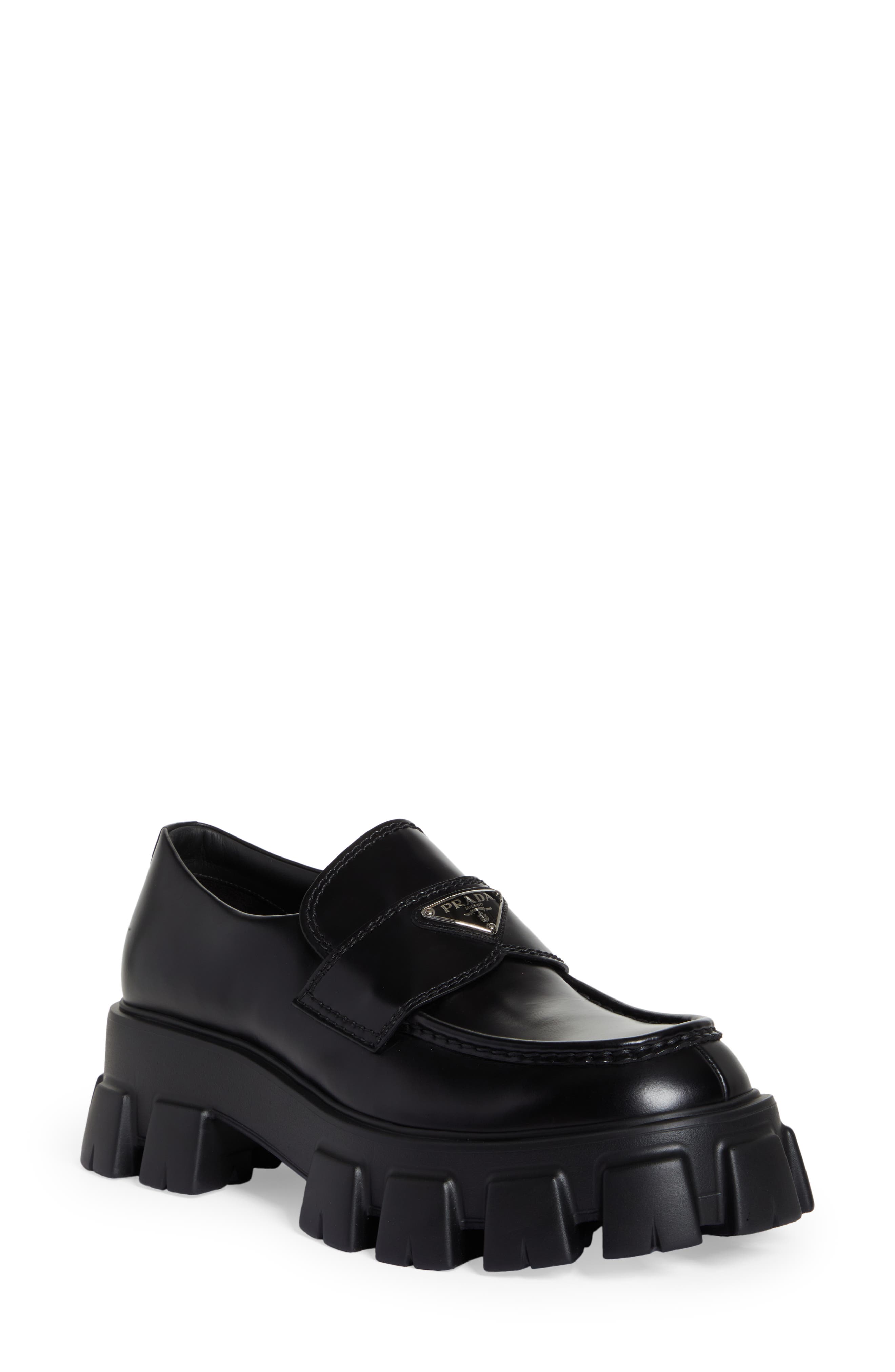 Prada Monolith Lug Sole Loafer, Main, color, 