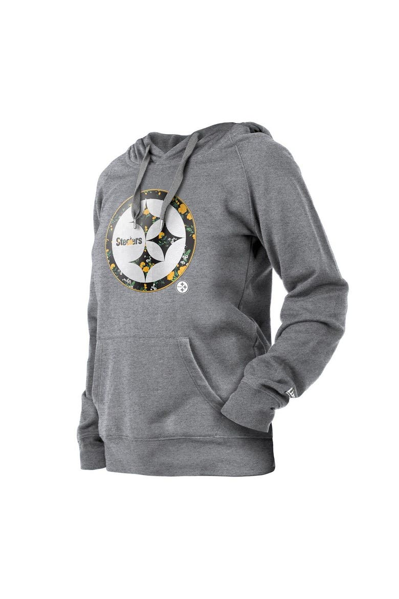 Women's New Era  Gray Pittsburgh Steelers Floral Raglan Pullover Hoodie, Alternate, color, Gray
