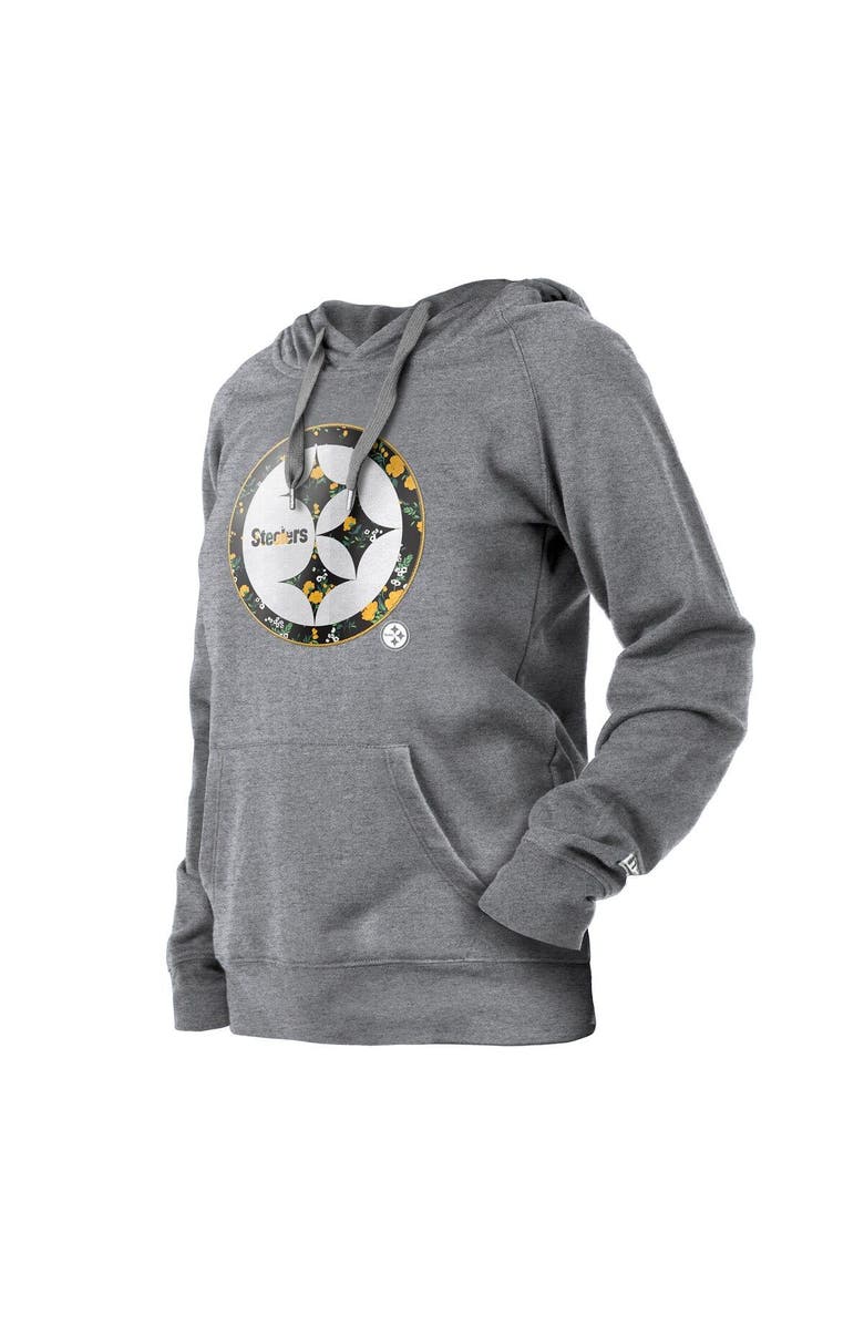 New Era Women's New Era  Gray Pittsburgh Steelers Floral Raglan Pullover Hoodie, Alternate, color, 