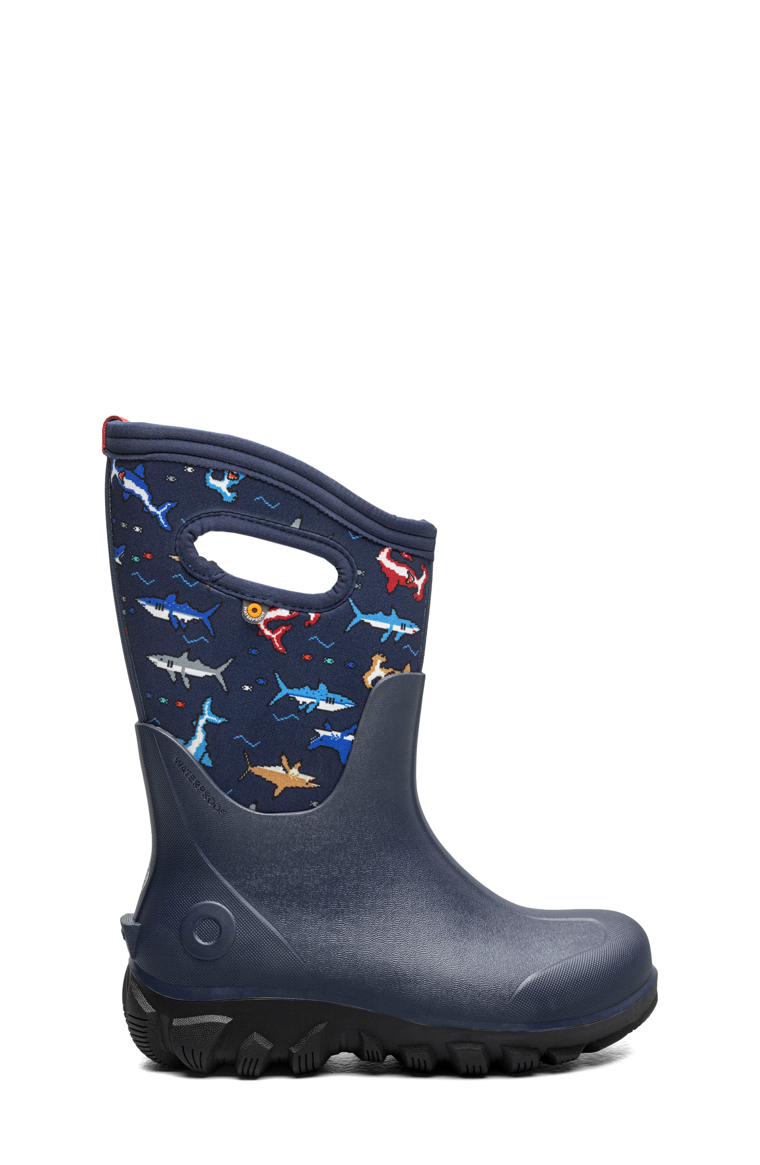 Kids' Classics Shark Waterproof Boot, Alternate, color, NAVY MULTI