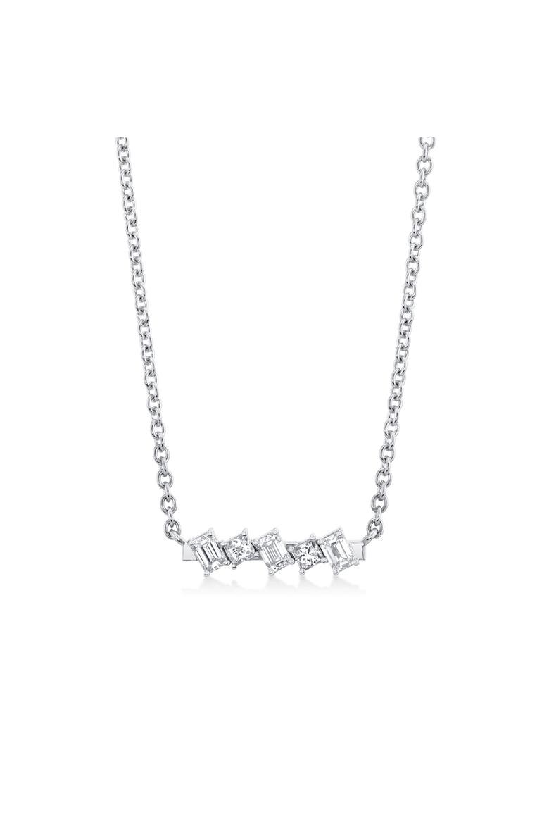 Mini Montage Emerald & Princess Diamond Bar Necklace, Alternate, color, 18K Yellow Gold