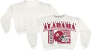 PRESSBOX Women's Pressbox White Alabama Crimson Tide Oversized Janice Retro Waist-Length Sweatshirt