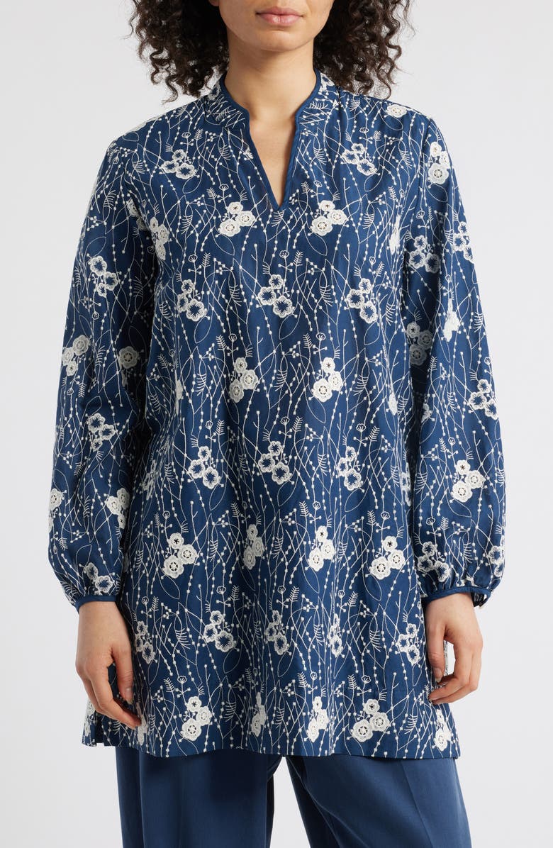 Masai Copenhagen Giaria Floral Embroidered Cotton Tunic, Main, color, 