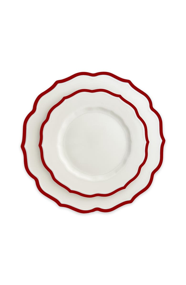 Caskata Stella Crimson Scalloped Dinner Plate - Porcelain - Set 4, Alternate, color, Red