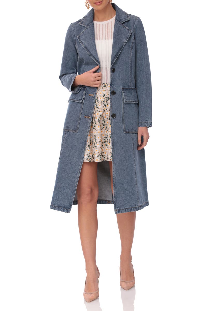 Avec Les Filles Relaxed Blazer Denim Trench Coat, Alternate, color,
