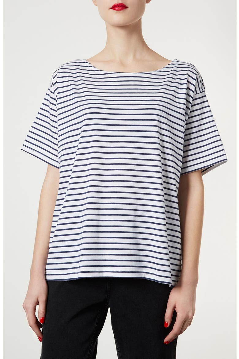 Breton Stripe Tee, Main, color, NAVY BLUE