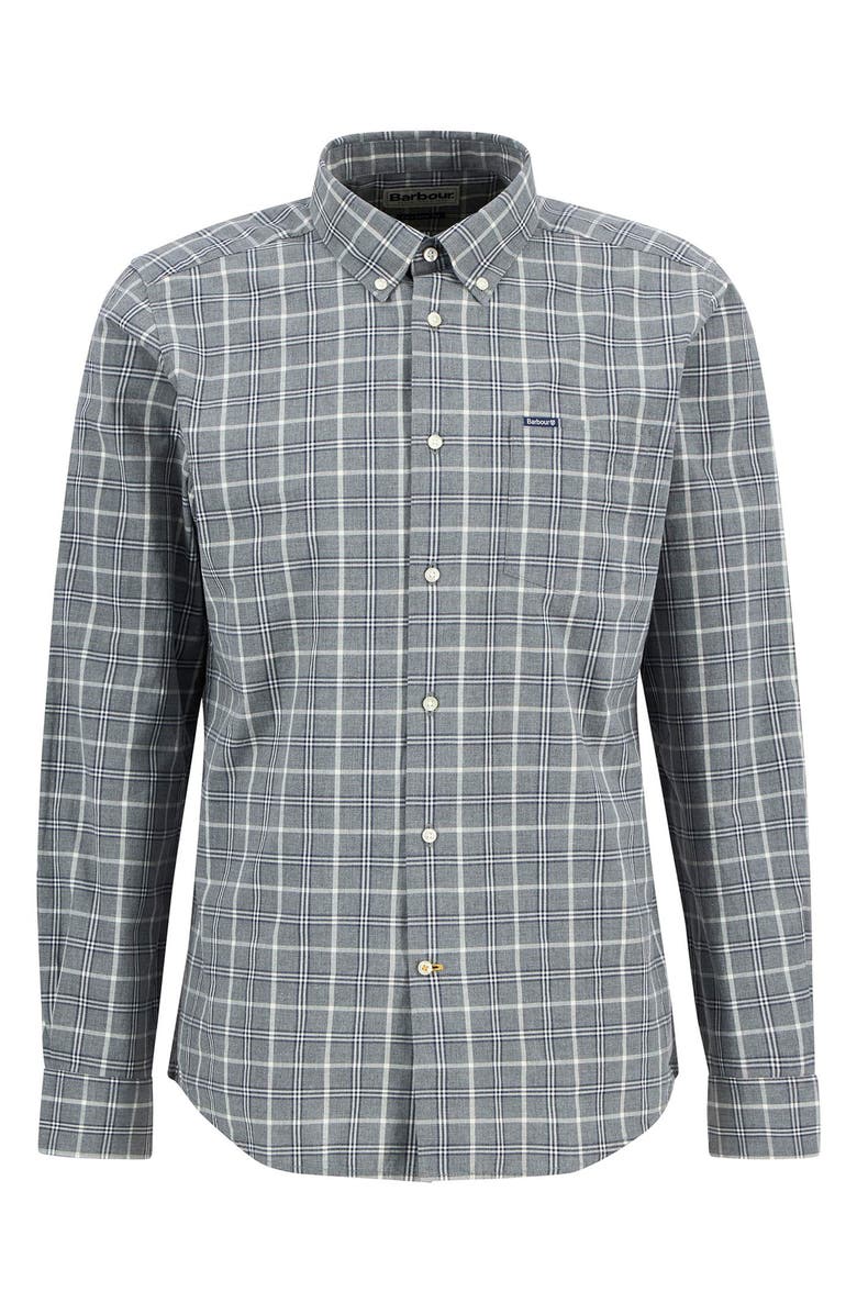 Barbour Bramham Tailored Fit Plaid Cotton Button-Down Shirt, Alternate, color, Grey Marl