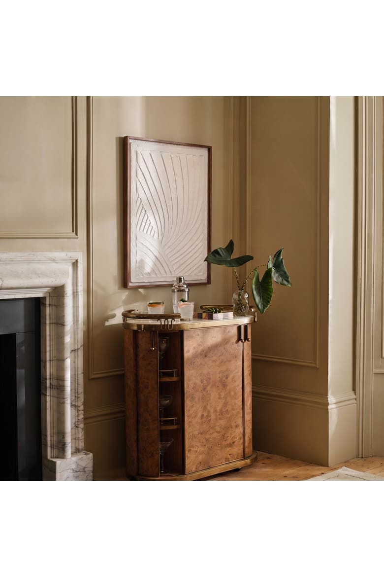 Oak Wood Framed Textured Wall Art Panel with Organic Relief Design, Cream, Alternate, color, Cream