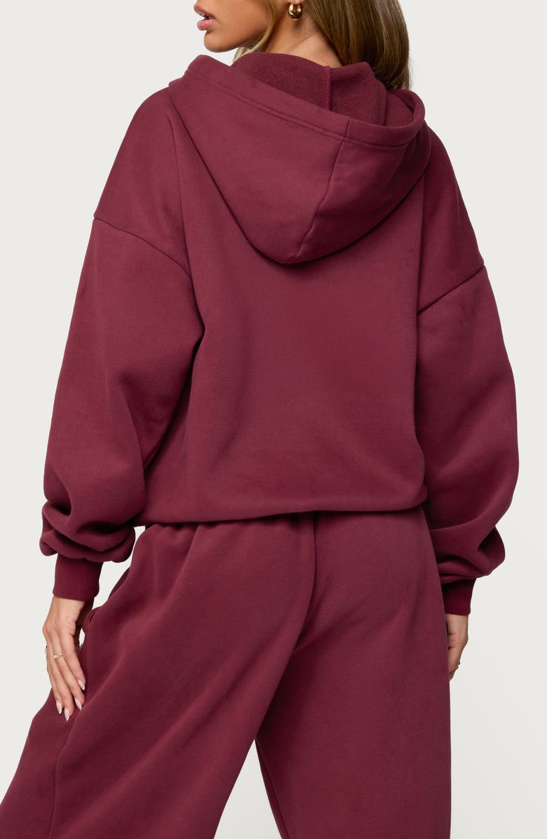 EDIKTED LA Logo Oversized Hoodie, Alternate, color, Burgundy