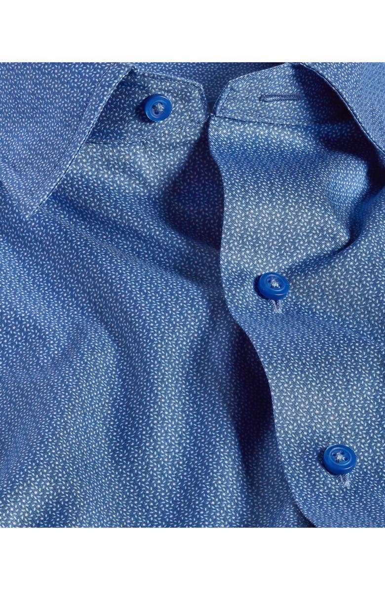 David Donahue Neat Print Sport Shirt, Alternate, color, Navy