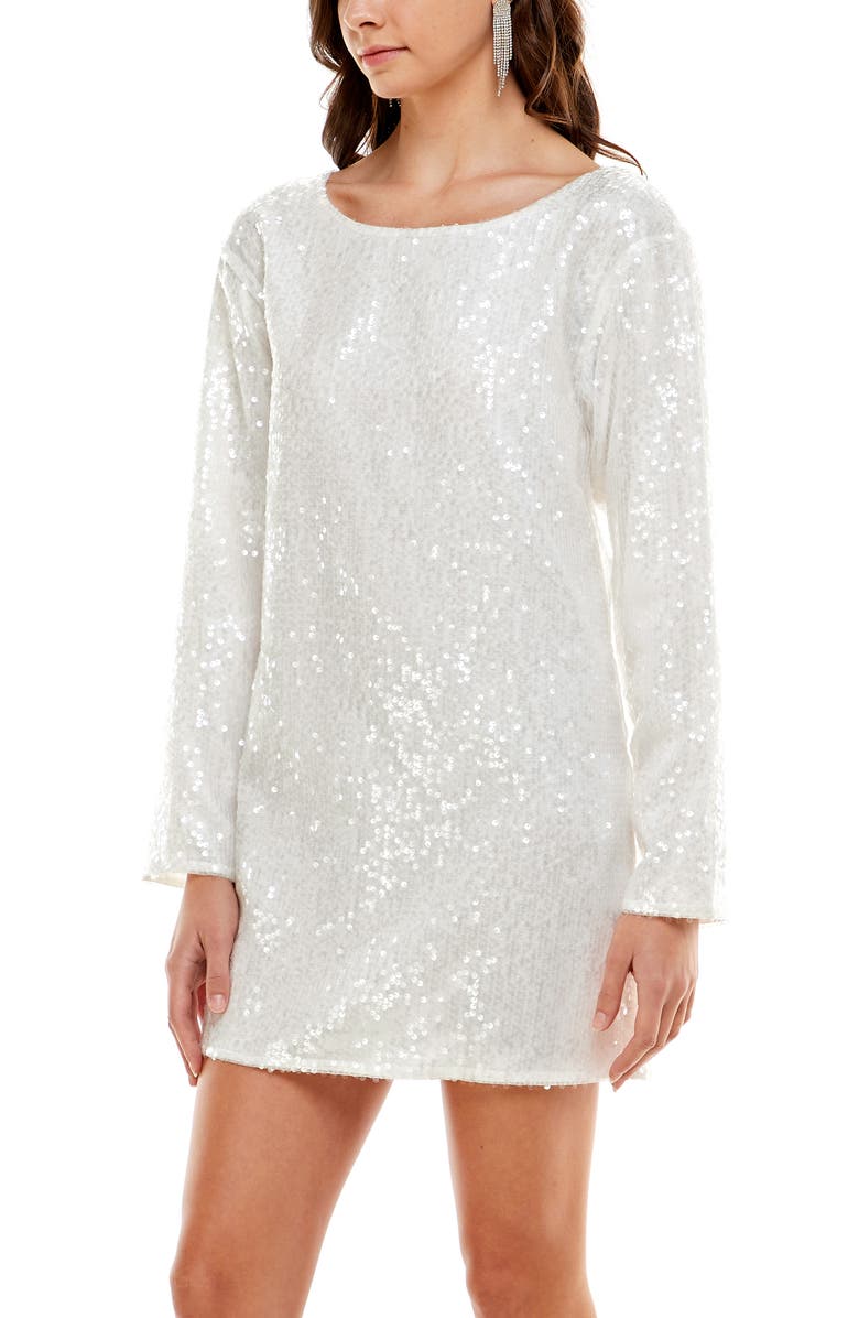 WAYF Bonnie Sequin Long Sleeve Minidress, Alternate, color, 