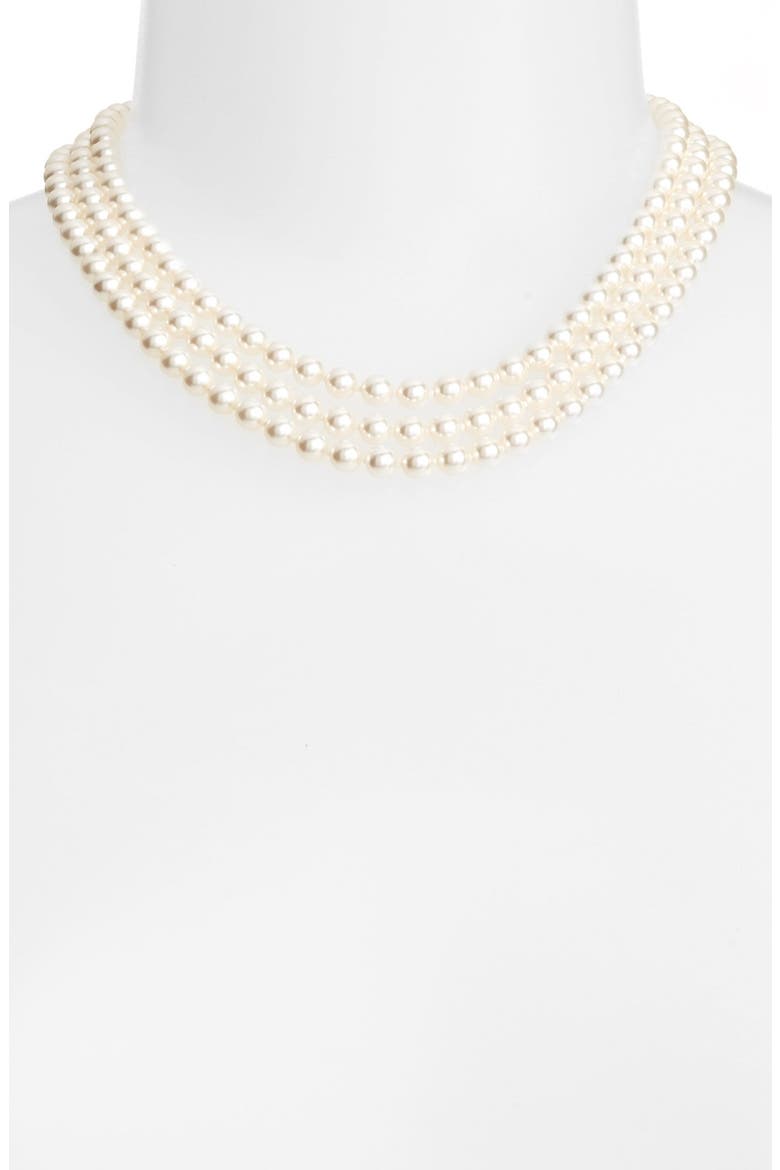 Multistrand Imitation Pearl Necklace, Main, color, IVORY