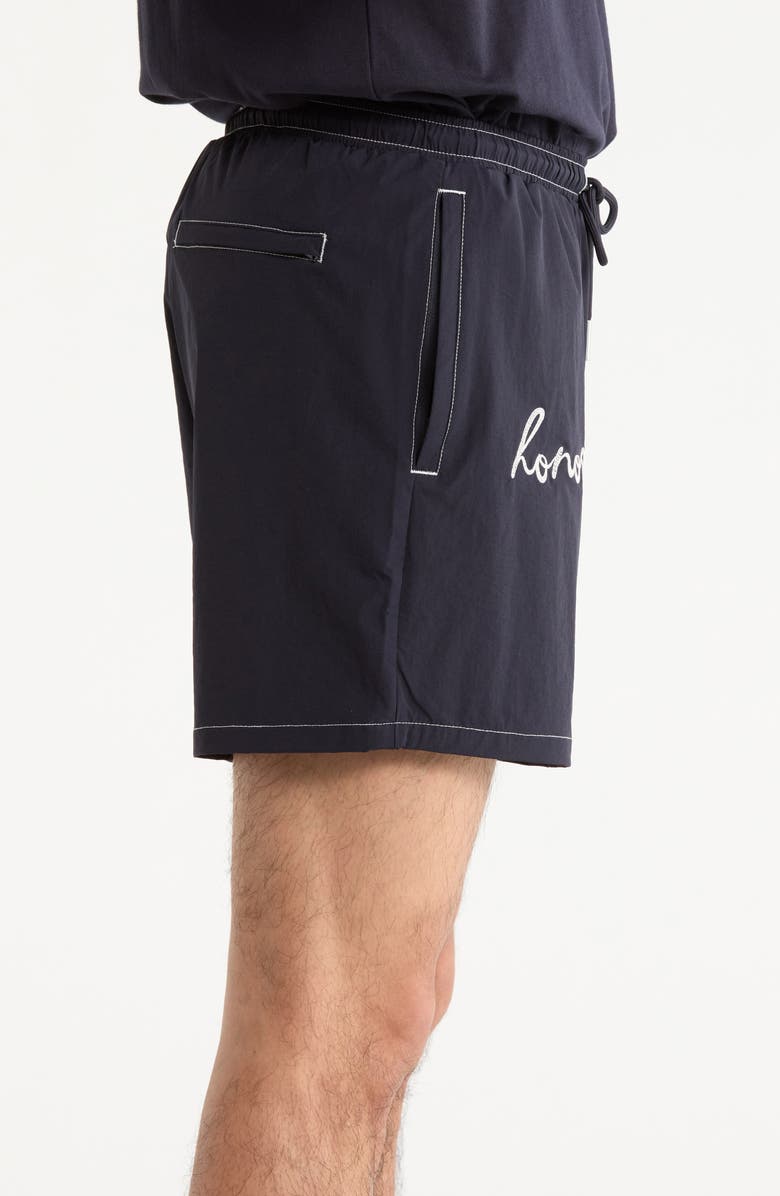 HONOR THE GIFT Hybrid Cursive 5-Inch Swim Trunks, Alternate, color, Navy