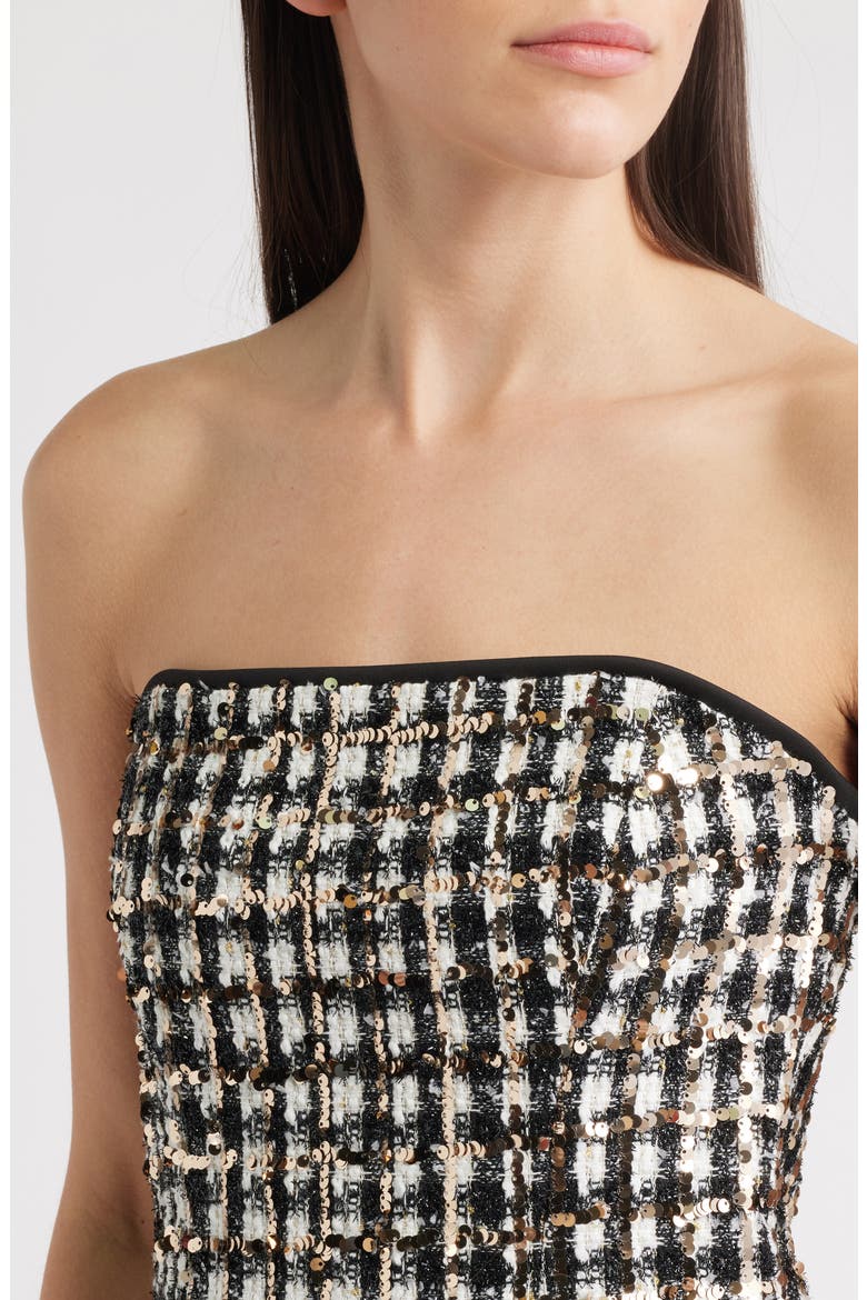 Loreilla Strapless Minidress, Alternate, color, TWEED SHIMMER