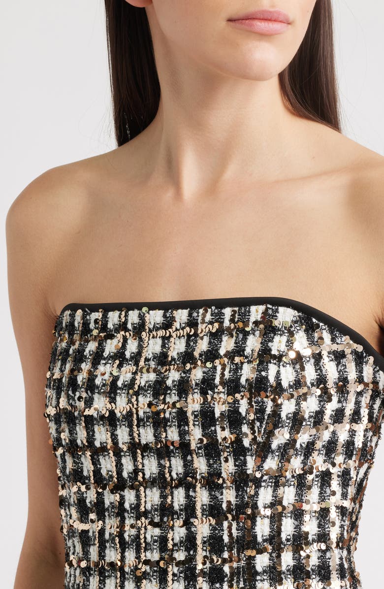 Black Halo Loreilla Strapless Minidress, Alternate, color, Tweed Shimmer