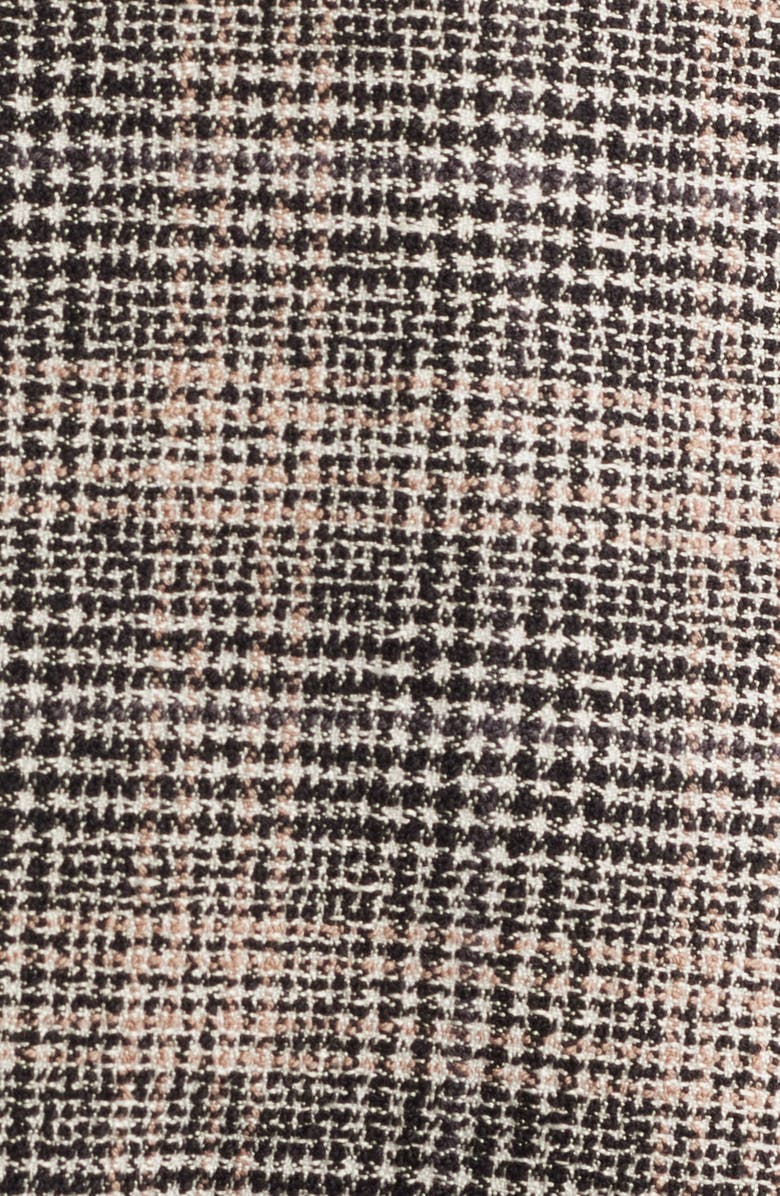 Anne Klein Plaid Belted Short Trench Coat, Alternate, color, Anne Black Multi