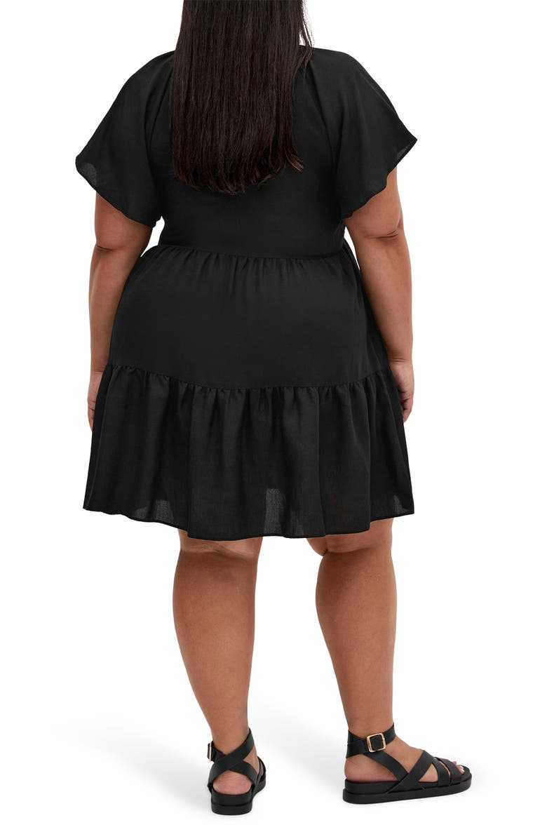 City Chic Embroidered Off the Shoulder Dress, Alternate, color, Black