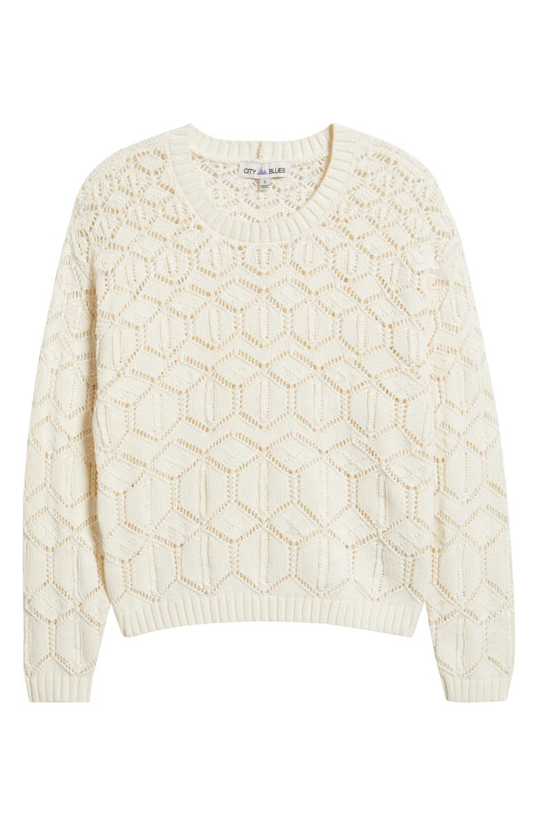 CITY BLUES Distressed Wash Openwork Sweater, Alternate, color, Sand