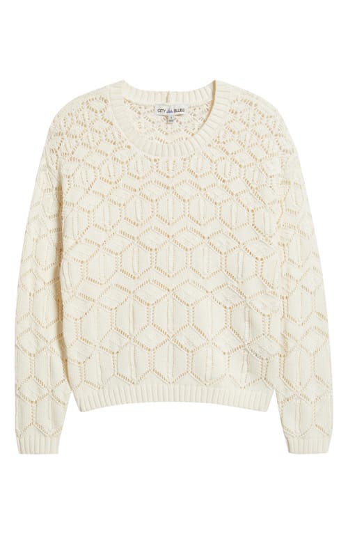 City Blues Distressed Wash Openwork Sweater In Neutral