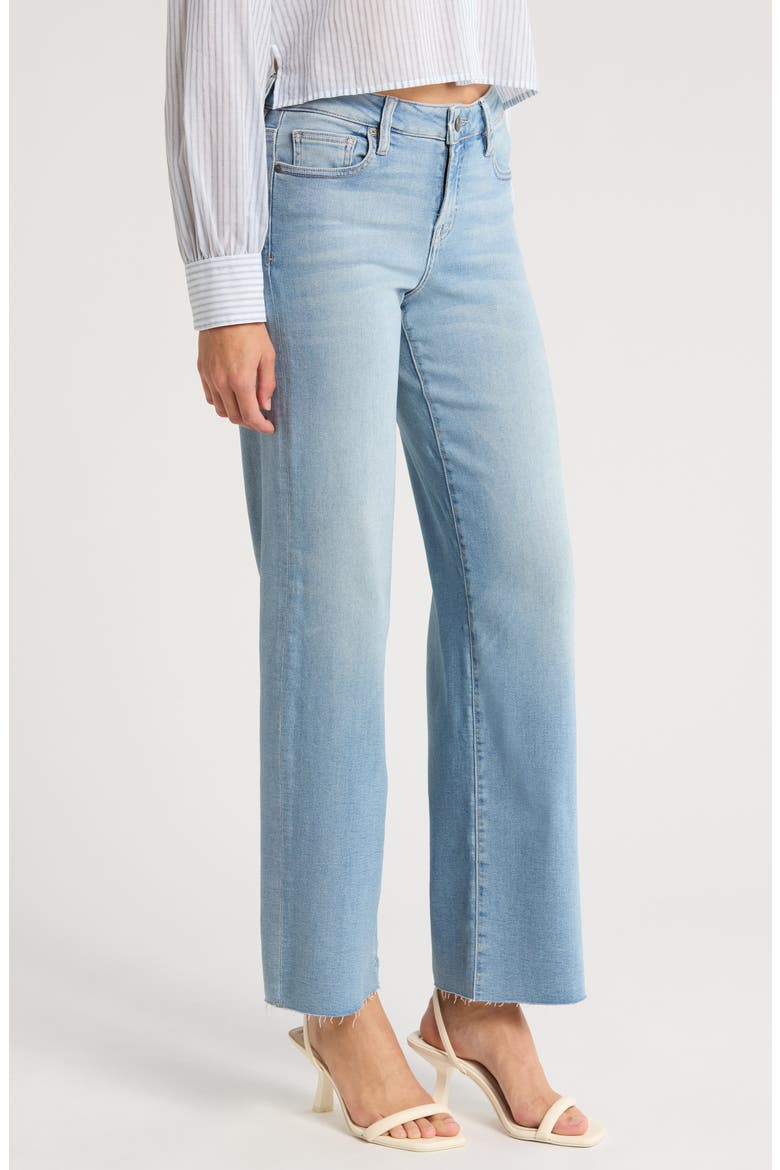 High Waist Raw Hem Wide Leg Dad Jeans, Alternate, color, LIGHT WASH