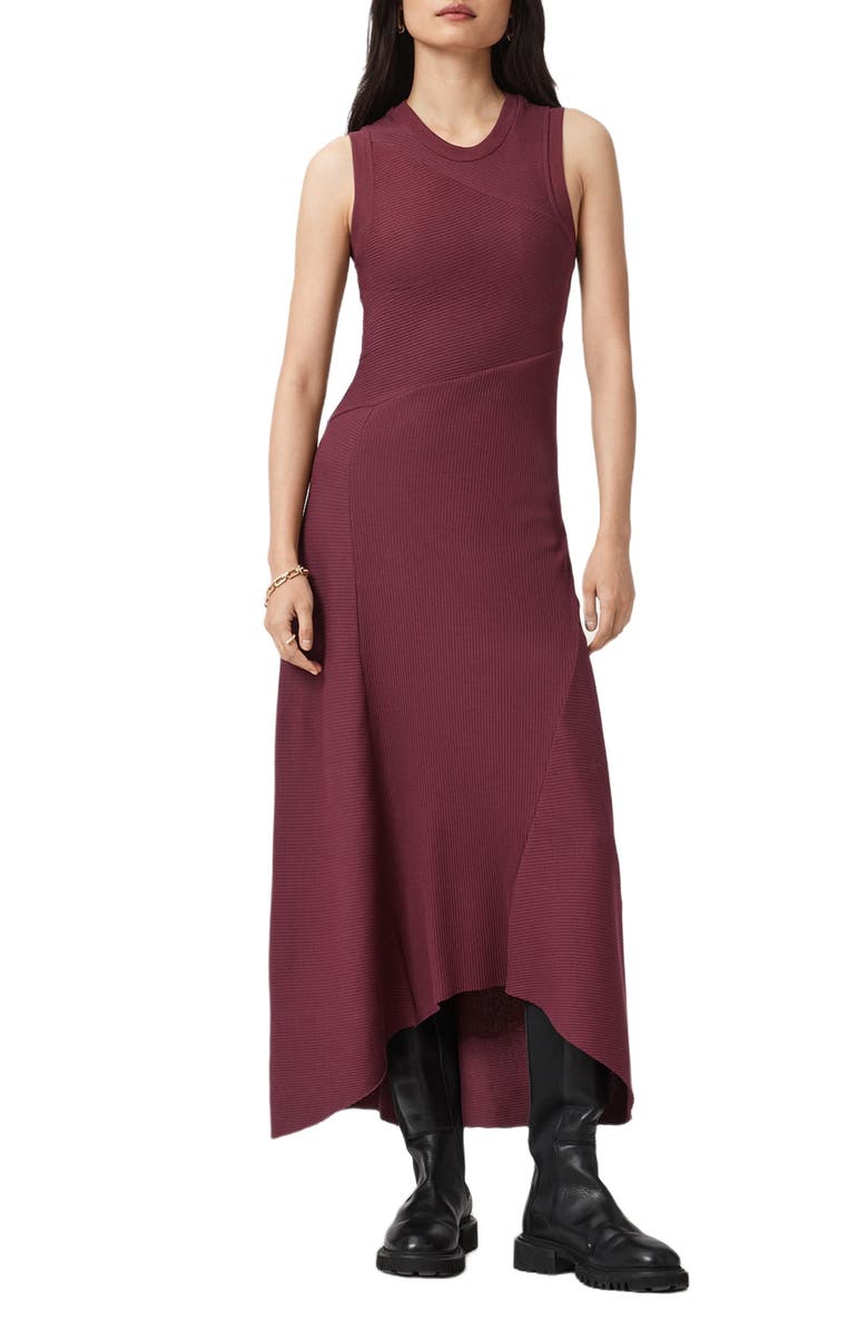 AllSaints Gia Sleeveless Maxi Dress, Main, color, Oxblood Red