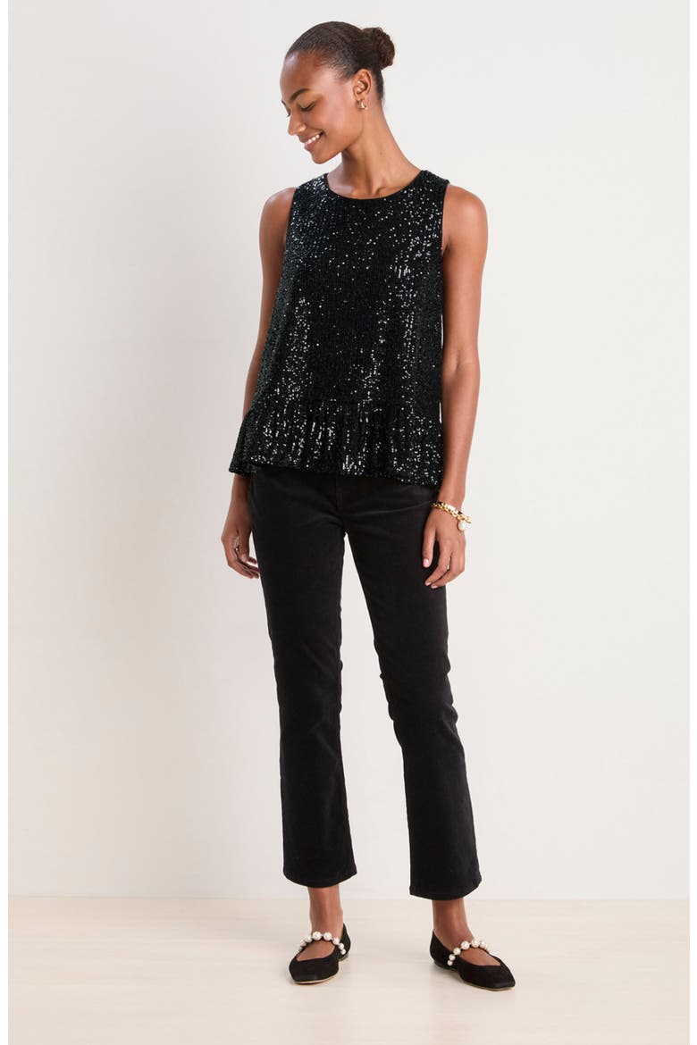 Sequin Peplum Top, Alternate, color, JET BLACK