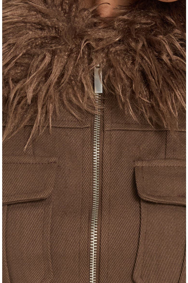 Nindie Faux Fur Contrast Jacket, Alternate, color, CHOCOLATE