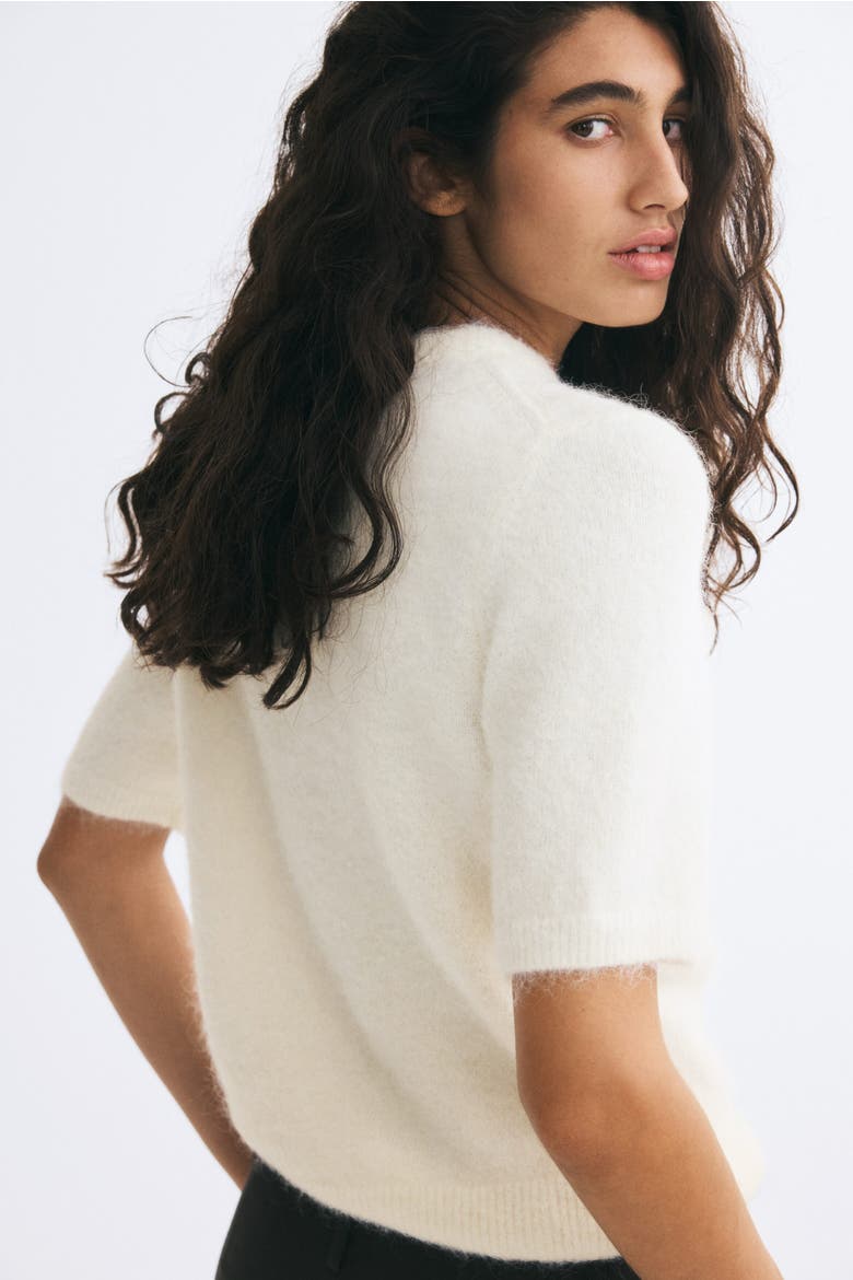 Short-Sleeved Sweater, Alternate, color, Cream
