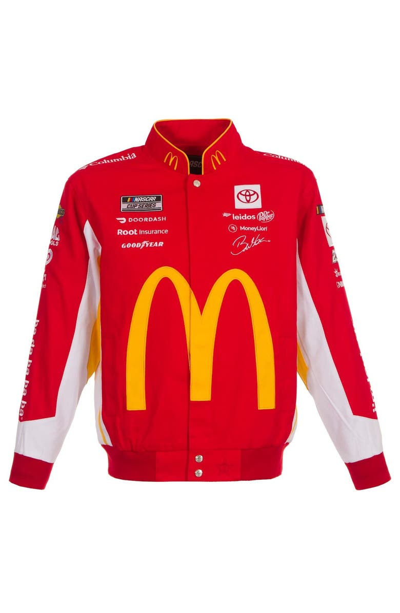 JH DESIGN Men's JH Design Red Bubba Wallace McDonald's Twill Driver Uniform Full-Snap Jacket, Alternate, color, 