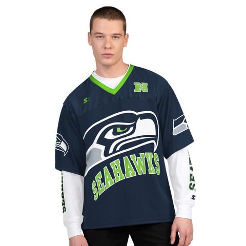 Men's Starter  College Navy/White Seattle Seahawks Short Sleeve & Long Sleeve T-Shirt Combo Pack