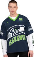 STARTER Men's Starter College Navy/White Seattle Seahawks Short Sleeve & Long Sleeve T-Shirt Combo Pack