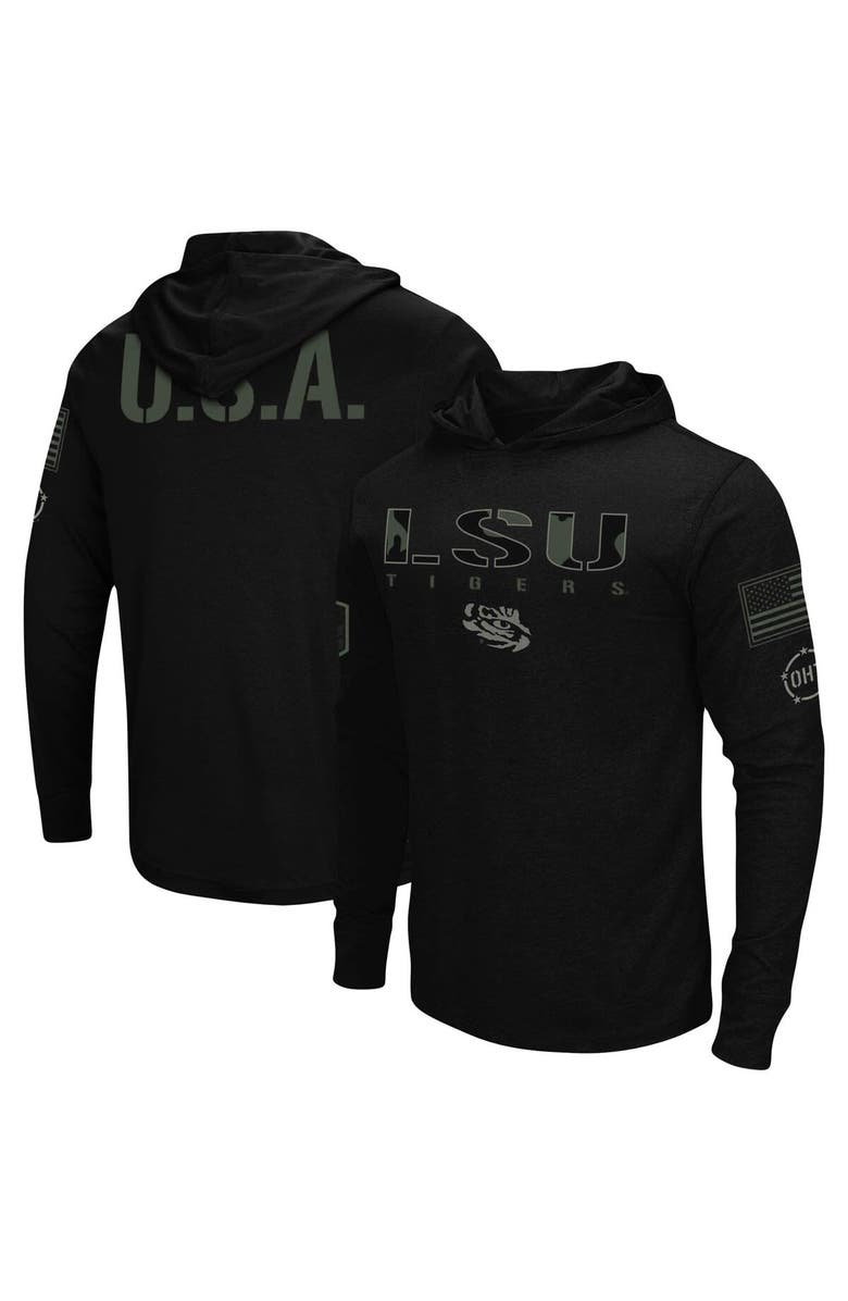 COLOSSEUM Men's Colosseum Black LSU Tigers OHT Military Appreciation Hoodie Long Sleeve T-Shirt, Main, color, Black