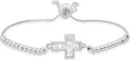 STEELTIME 18k Gold Plated Cubic Zirconia Cross Adjustable Bracelet