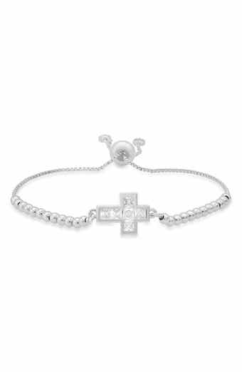 18k Gold Plated Cubic Zirconia Cross Adjustable Bracelet